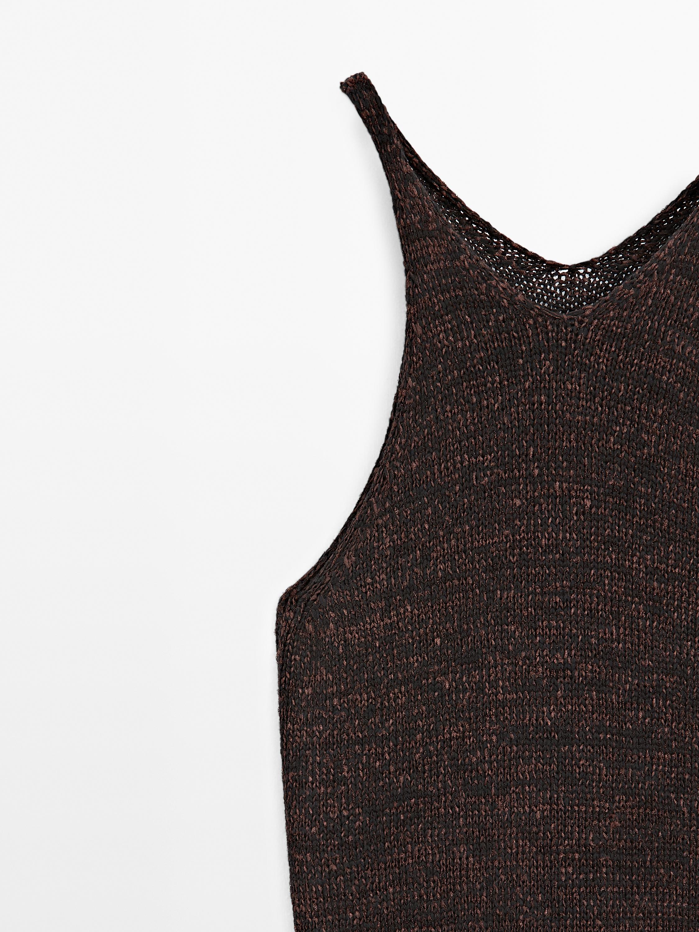 Long knit cotton blend dress